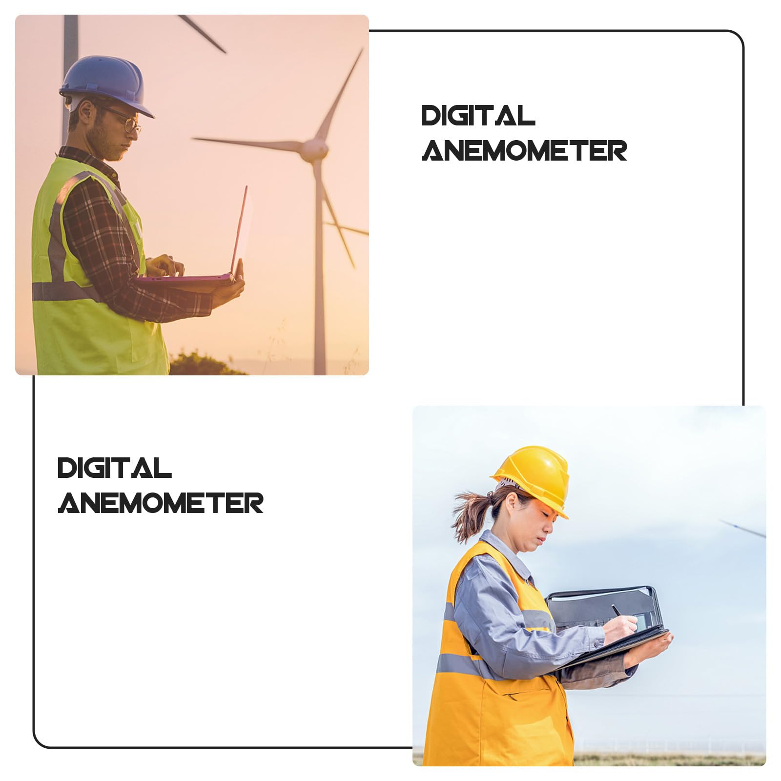 Abaodam Anémomètre Portable Numérique Léger en Plastique Mesure Précise Vitesse du Vent et Température 6 Pales pour Activités de Plein Air