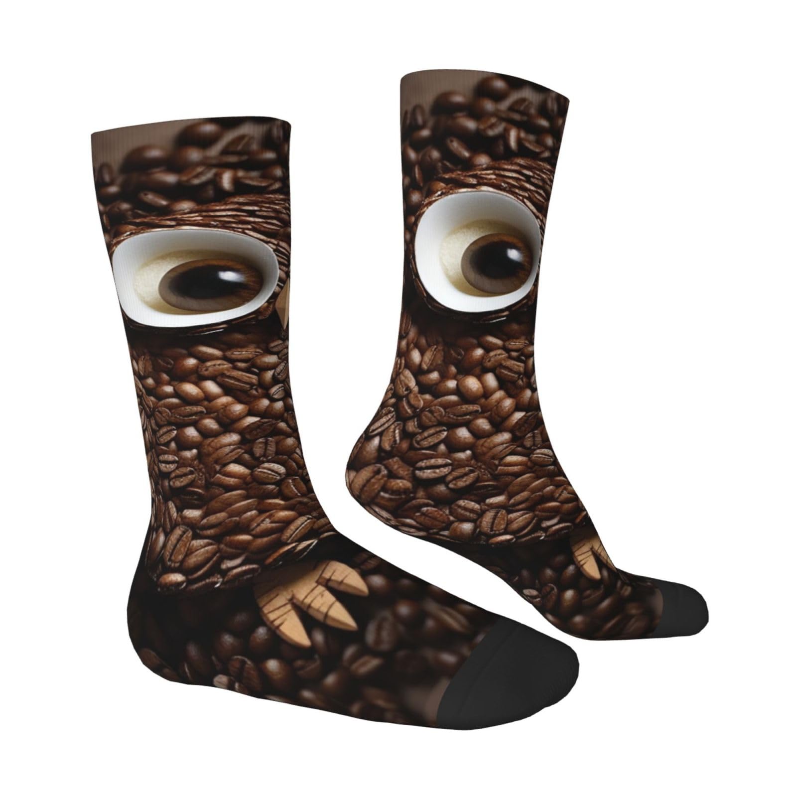 LZQPOEAS Coffee bean owl Athletic Socks Unisex Cushioned Crew Socks Hiking Running Calf Sock Soft Above Ankle Sock