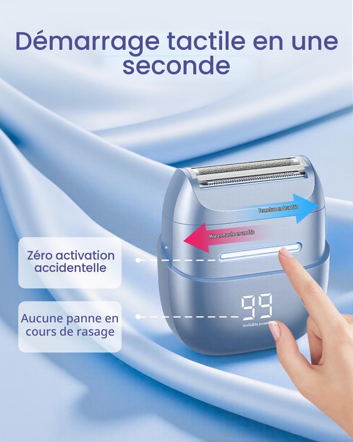 Rasoir électrique sans fil pour femme : tondeuse bikini étanche IPX6 avec affichage LED – Rasoir humide/sec rechargeable pour le visage, le corps et les poils pubiens (violet)