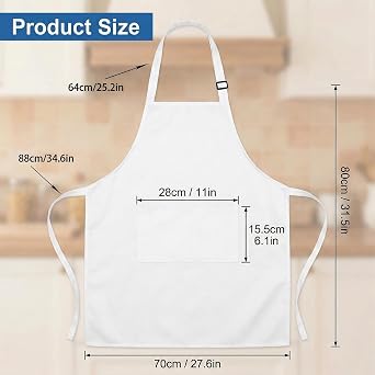 4 Pack Chef Aprons, Waterproof Polyester Kitchen Apron, White