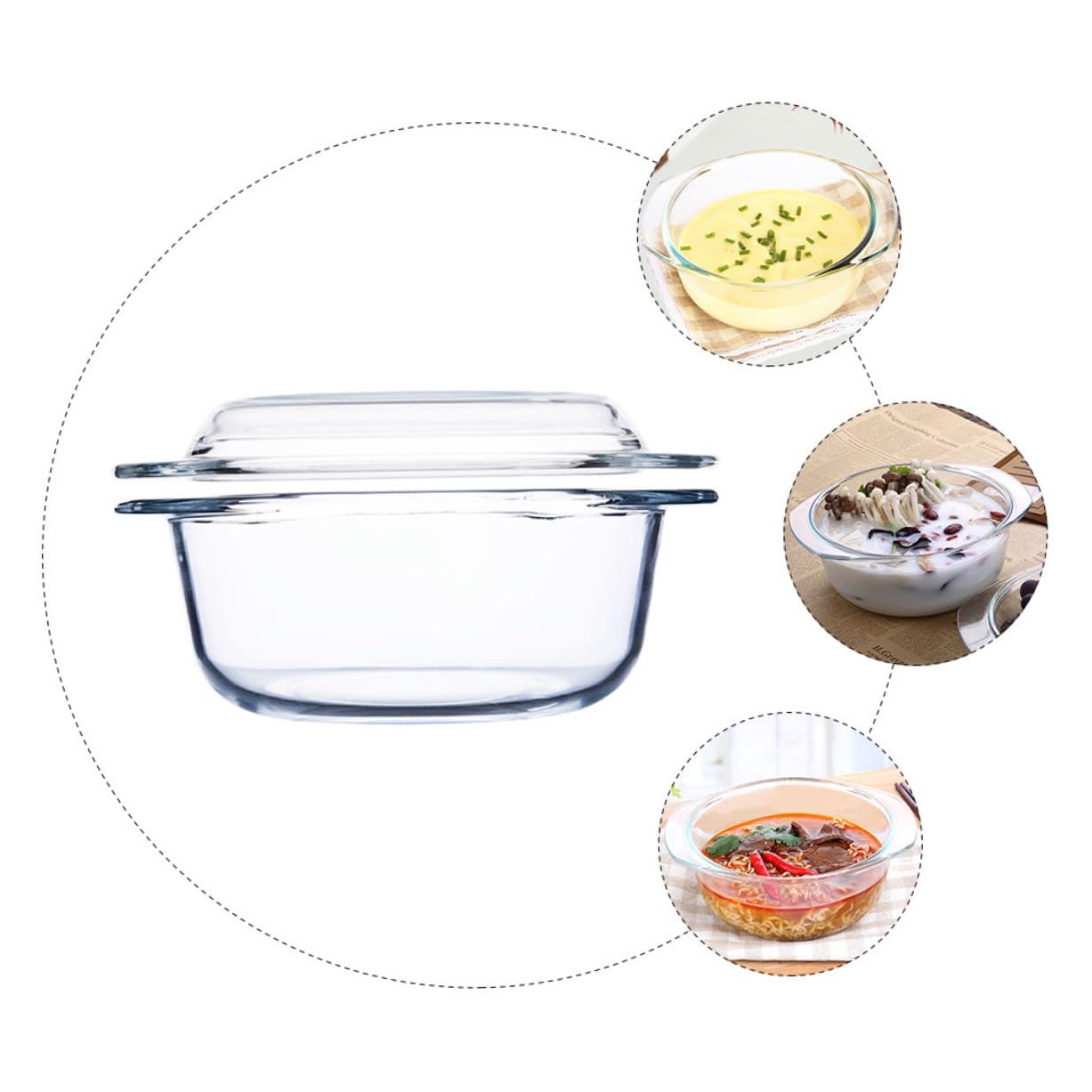 Hohopeti Hitzebeständige Glas schüssel mit Deckel Mikrowellengeeignet Ofenfeste Suppenschale aus Temperglas Bruchsicher Spülmaschinenfest Vielseitig für Kochen und Aufbewahrung
