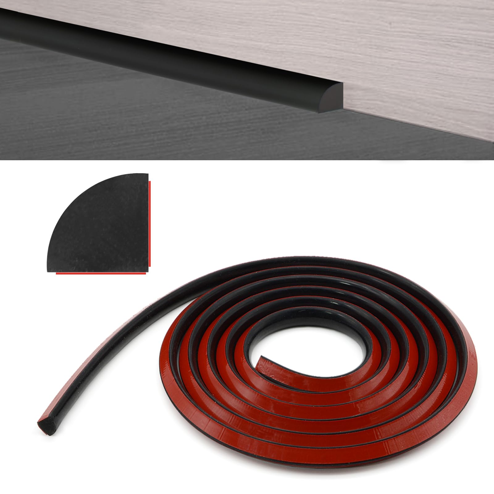 Photo 1 of VLKAVIVA Flexible Quarter Round Molding - Black, 155"