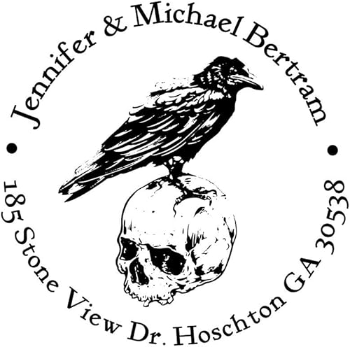 Miniatura 1 de Sello de dirección de esqueleto de cuervo personalizado, sellos de boda autoentintados