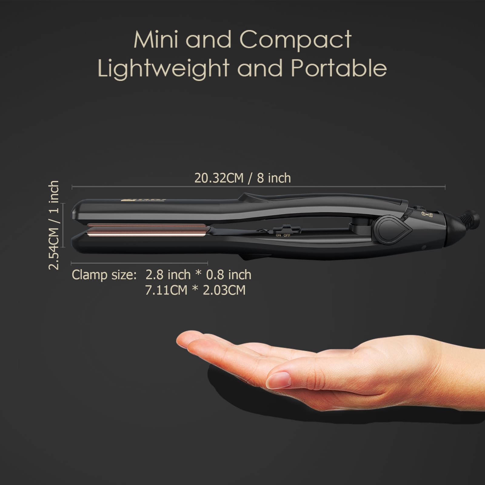 Mini plancha de pelo voluminizadora, volumen bombeado, plancha plana de cerámica, rotación de cola de 360°, volumen duradero para cabello corto o fino, doble voltaje (100-240 V), color negro 4