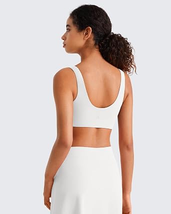 G4Free BareFeel Non Padded Sports Bra for Women Double Lined - Wireless U Back Square Neck Crop Tank Tops Yoga Casual