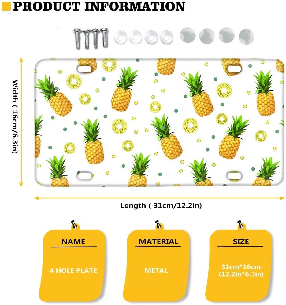 Forchrinse Hawaiian Palm Tree Plumeria License Plate Frame Stainless Steel 4 Holes Design Car Tag and Auto Tag Frame,Set of 2