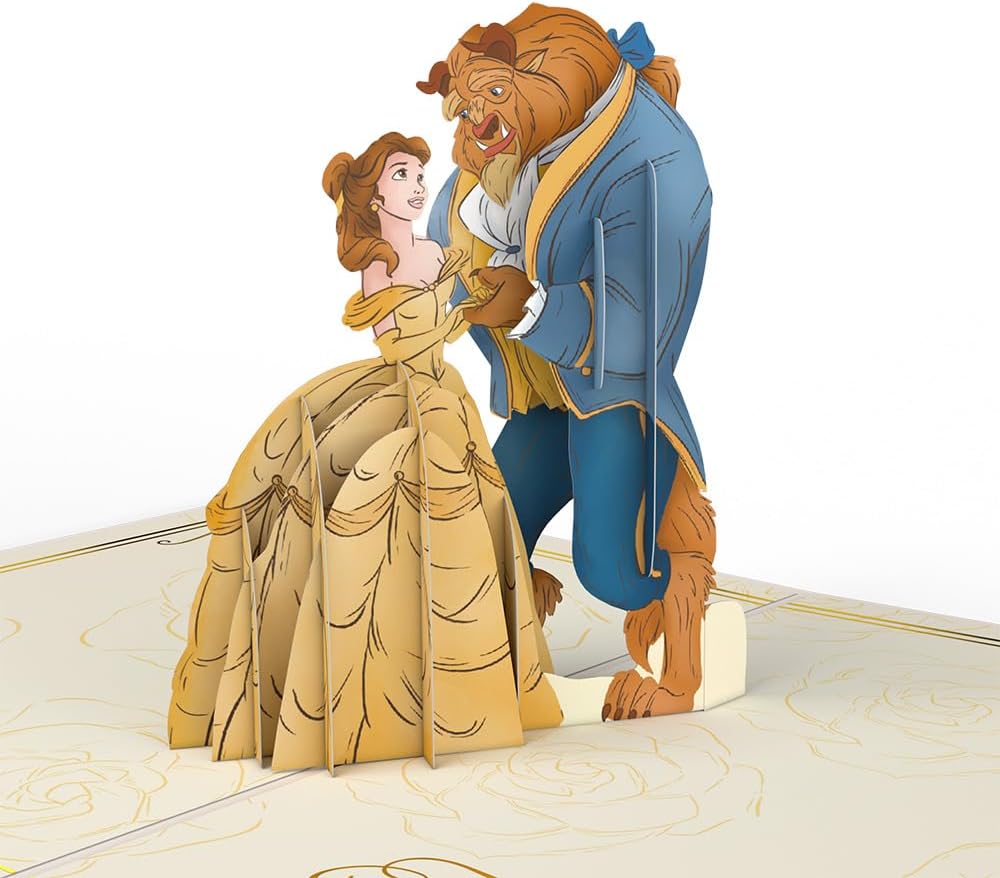 Lovepop Valentines Day Card for Her, Him - 3D Disney Pop-Up Cards - Beauty & The Beast - Enchanted - 5" x 7" - Blank Notecard & Envelope Included