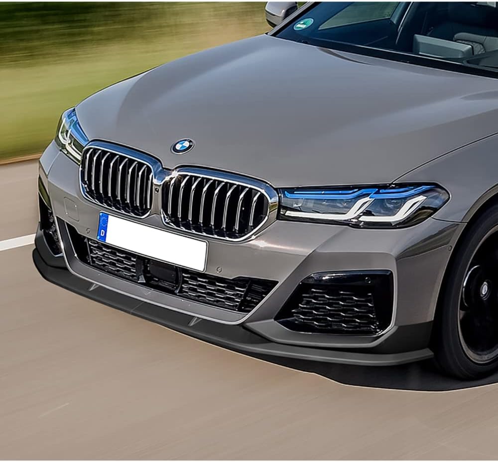 Q1-TECH, Front Bumper Lip fit for Compatible with 2021-2023 BMW 5-Series 530e 530i 540i 550i G30 M-Sport Bumper Only, Front Bumper Lip Spoiler Air Chin Body Kit Splitter, Unpainted Matt Black ABS