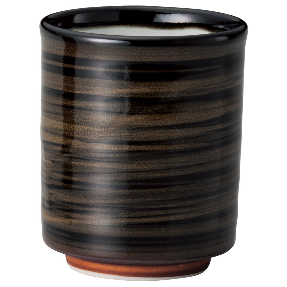 Yamashita Craft Teacup, Porcelain ?3.1 x 3.8 inches (8 x 9.7 cm), 9.5 fl oz (270 cc), Black Iron Sand Kirit