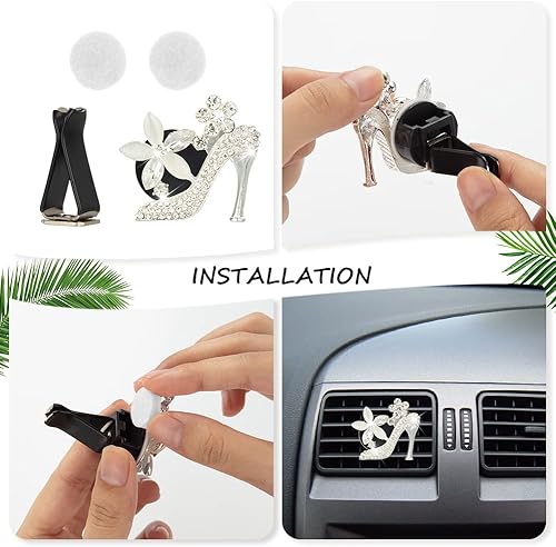 Miniatura 4 de 8 ambientadores de coche para mujer, difusor de coche, clip de ventilación con almohadillas aromáticas, accesorios de ventilación de automóvil,