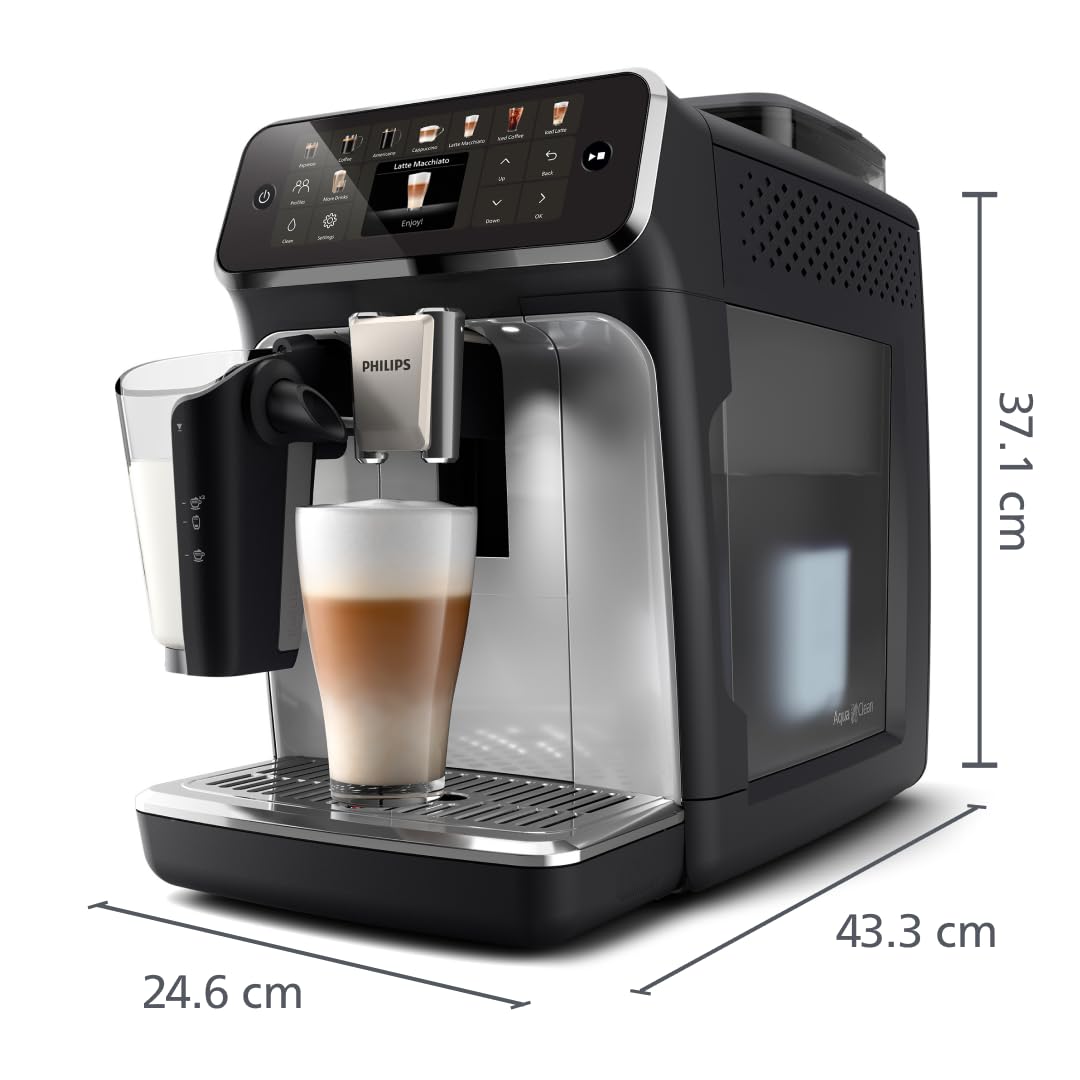 PHILIPS Serie 5500 Kaffeevollautomat LatteGo Milchsystem SilentBrew QuickStart Schwarz Silber EP5546/70