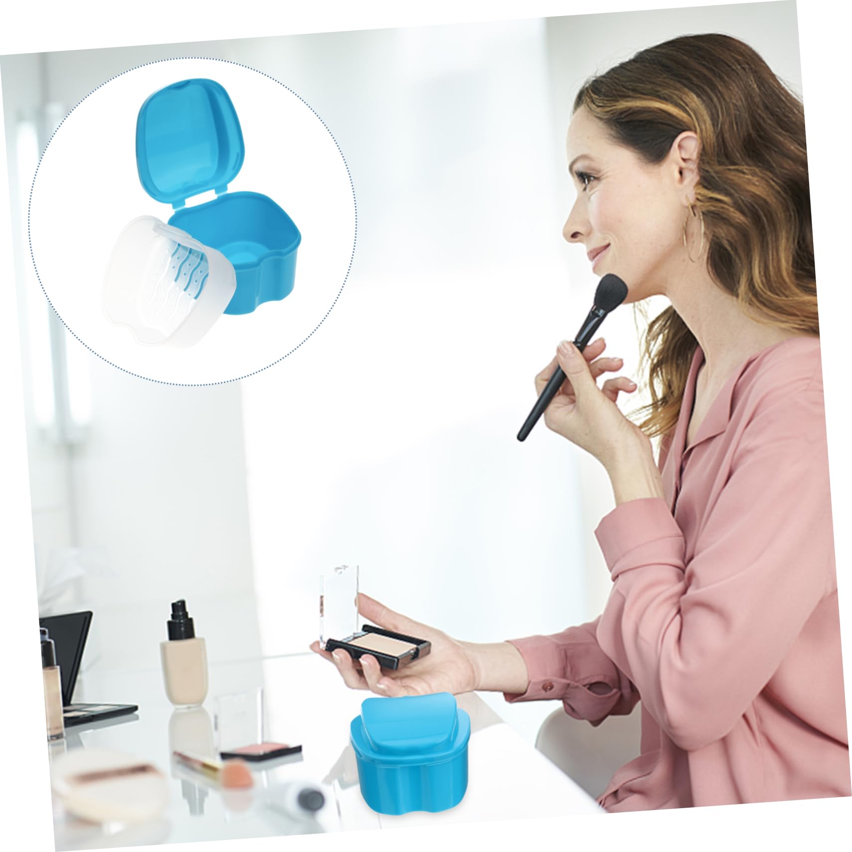Ipetboom Travel Case Leak Proof Storage Box Bath Mini and Easy to Carry Accessories Light Blue Elderly Friendly
