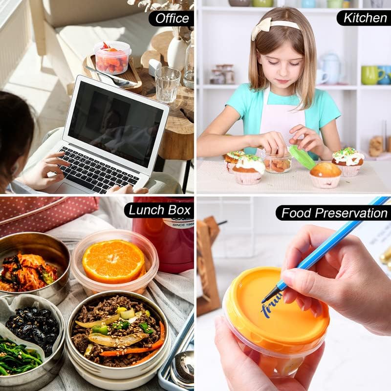 Miniatura 7 de Paquete de 36 recipientes de plástico reutilizables para congelador, pequeños frascos de delicatessen con tapa de rosca para alimentos, boca ancha,