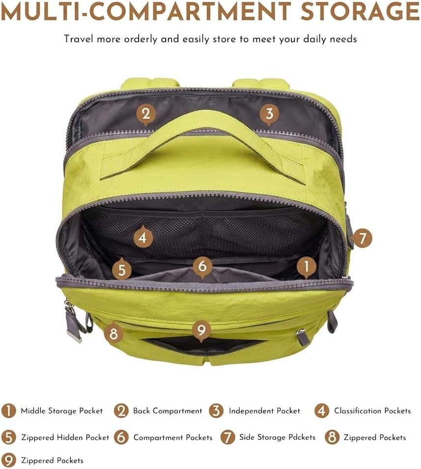 Travel Laptop Backpack for Women, Waterproof Lightweight Daypack with Multiple Pockets, Large Capacity Casual Work Backpack for Daily Use