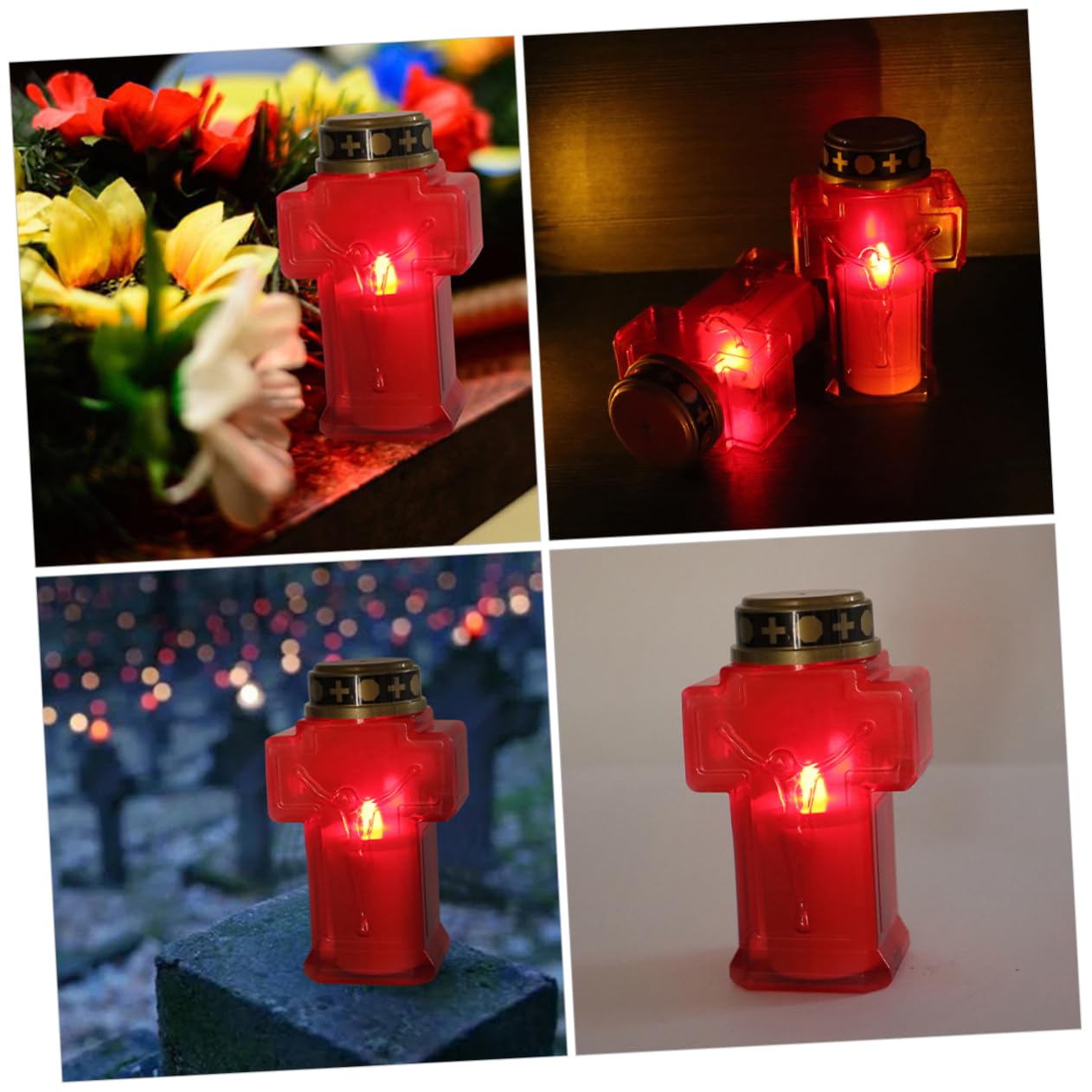 Uonlytech 6pezzi Lampade Elettriche Flameless Per Cimitero Decorazioni Per e Candela Lampade Per Cerimonie e Memoriali Design e Durevol Cera