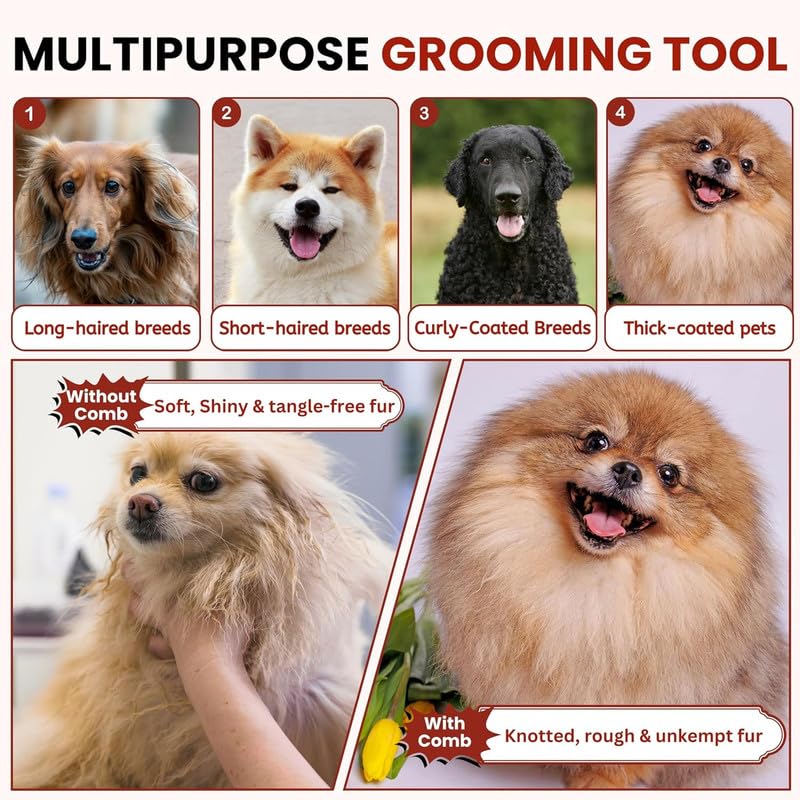 PSK PET MART Double Side Steel Needles Comb for Dogs and Cats - (Paw Dual Comb) | Grooming Rake Shedding for Dogs, Cats - Cleaning Supplies (Color May Vary) 3