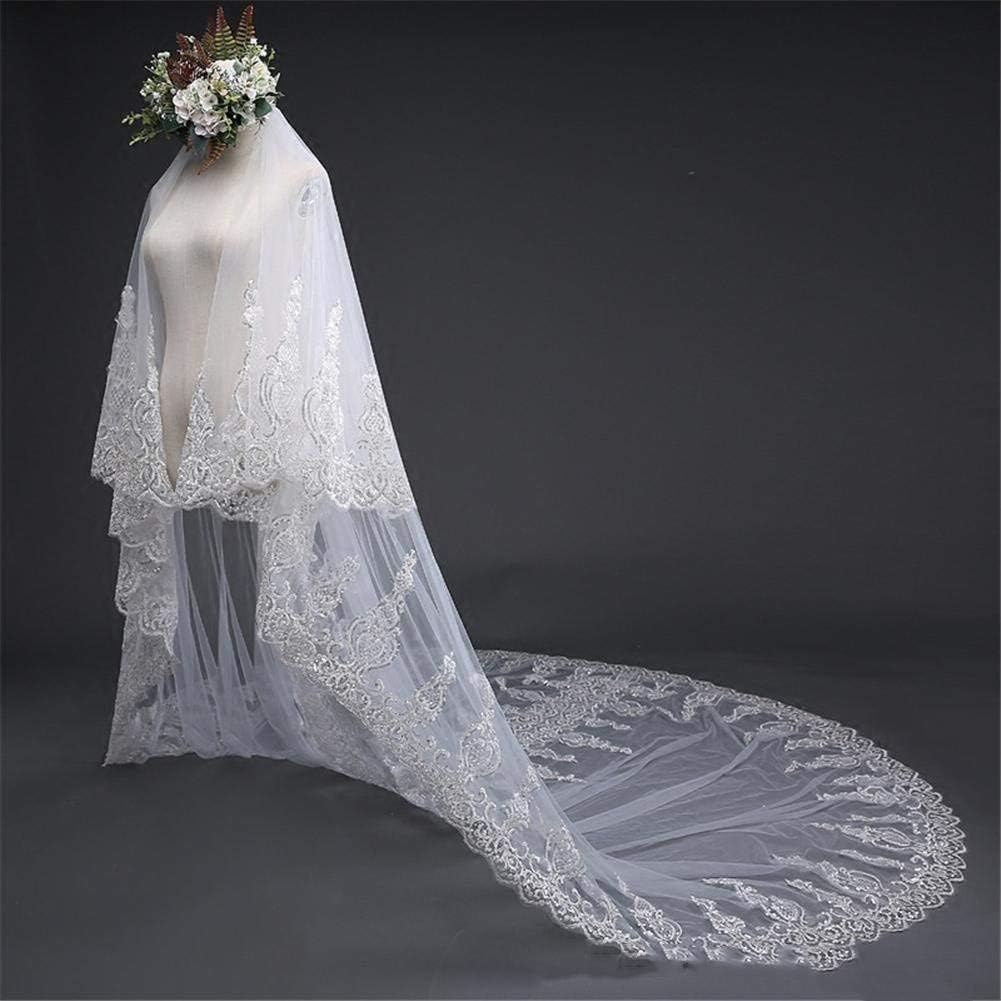 ALturN Hochzeitsschleier, Brautschleier, Hochzeitsschleier 3/4/5 m Kathedrale Lange Seite Brautschleier mit Kamm Hochzeitsaccessoires Braut Mantila Hochzeitsschleier(4 * 3 Meters)