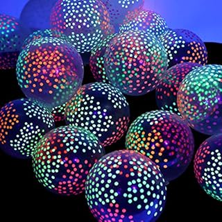 Sumind 50 Pieces Neon Glow Balloons Blacklight Reactive Fluorescent Mini Polka Dots Balloons Blacklight Party Balloons Glow in the Dark Neon Latex Balloons for Birthday Wedding Arch Party Decoration