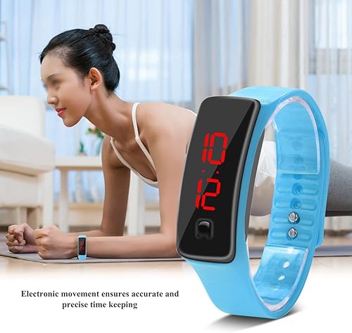 Miniatura 3 de POCREATION Reloj deportivo para hombres, mujeres y adolescentes, reloj digital LED con correa de silicona, pantalla electrónica de 12 horas, reloj