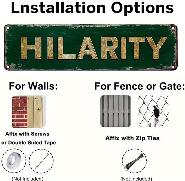 Bar Sign Bar Gifts Vintage Metal Wall Decor Sign"HILARITY" Street Sign Funny Man Cave Decor Accessories for Home, Bar, Bathroom, Bedroom Unique Retro Tin Signs for Outdoor 4 X 16 inches image 4