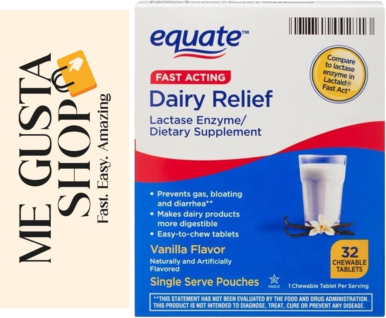 Rite Aid Fast Acting Dairy Relief Chewable Tablets, Vanilla
