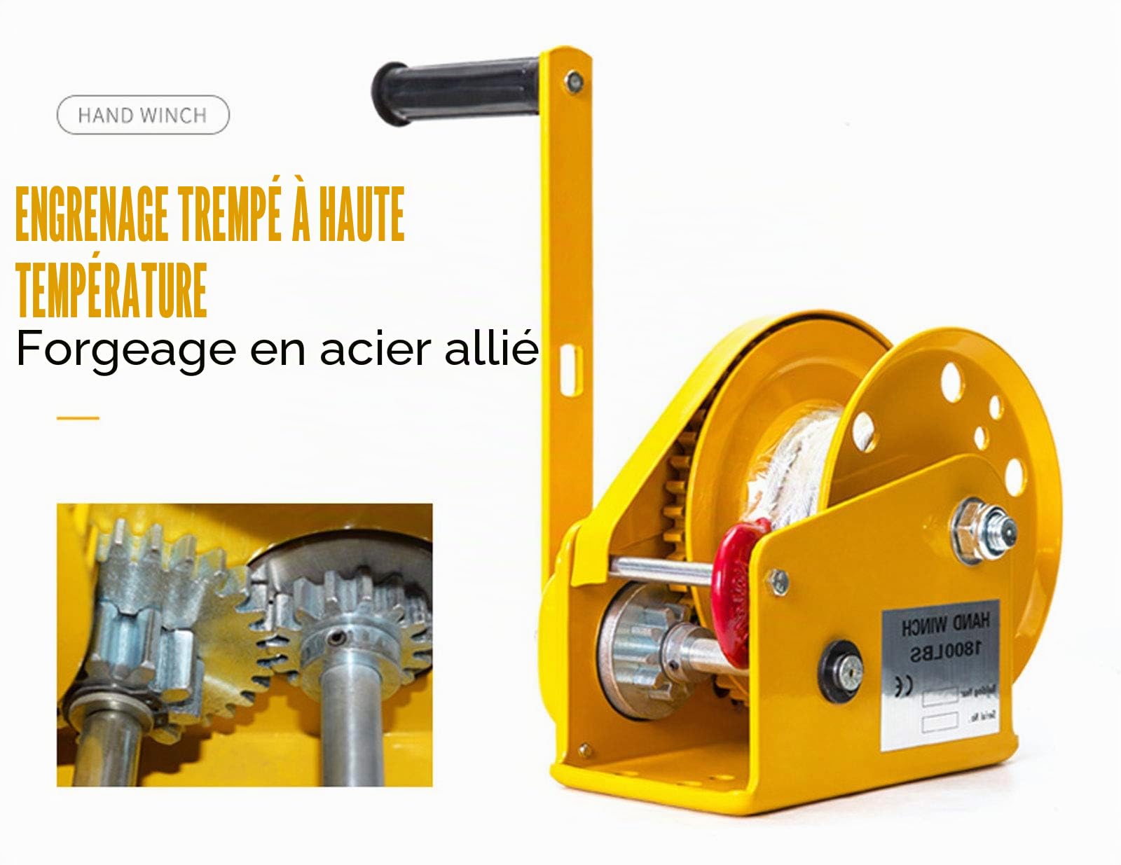 LXYYSG Treuil Manuel Robuste, Treuil de Halage Autofreiné Multifonction La Coque en Acier Protège Le Cliquet Interne, Treuil Main pour Remorques de Bateau Camions Auto