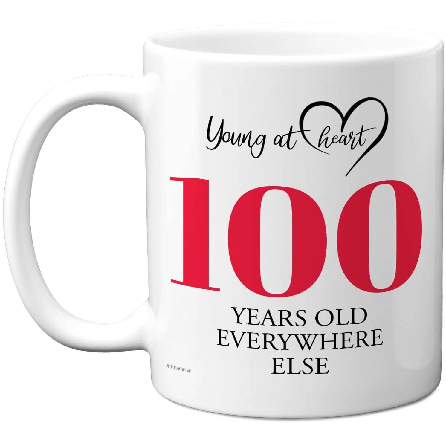 100th Birthday Gifts for Women Men, Cheeky Novelty Mug Young at Heart, Gag Joke Gifts, Perfect Funny Mugs for One Hundred One-Hundredth Birthday Present, 11oz Ceramic Coffee Mugs