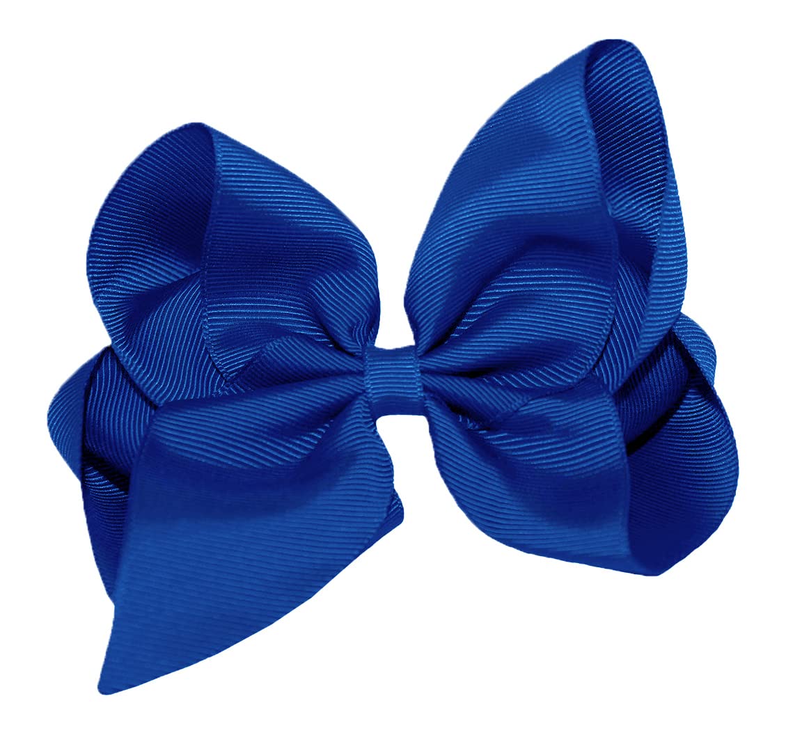 WEBB DIRECT2U Girls 6" Classic Style Large Boutique Grosgrain Hair Bow Alligator Clip Blue
