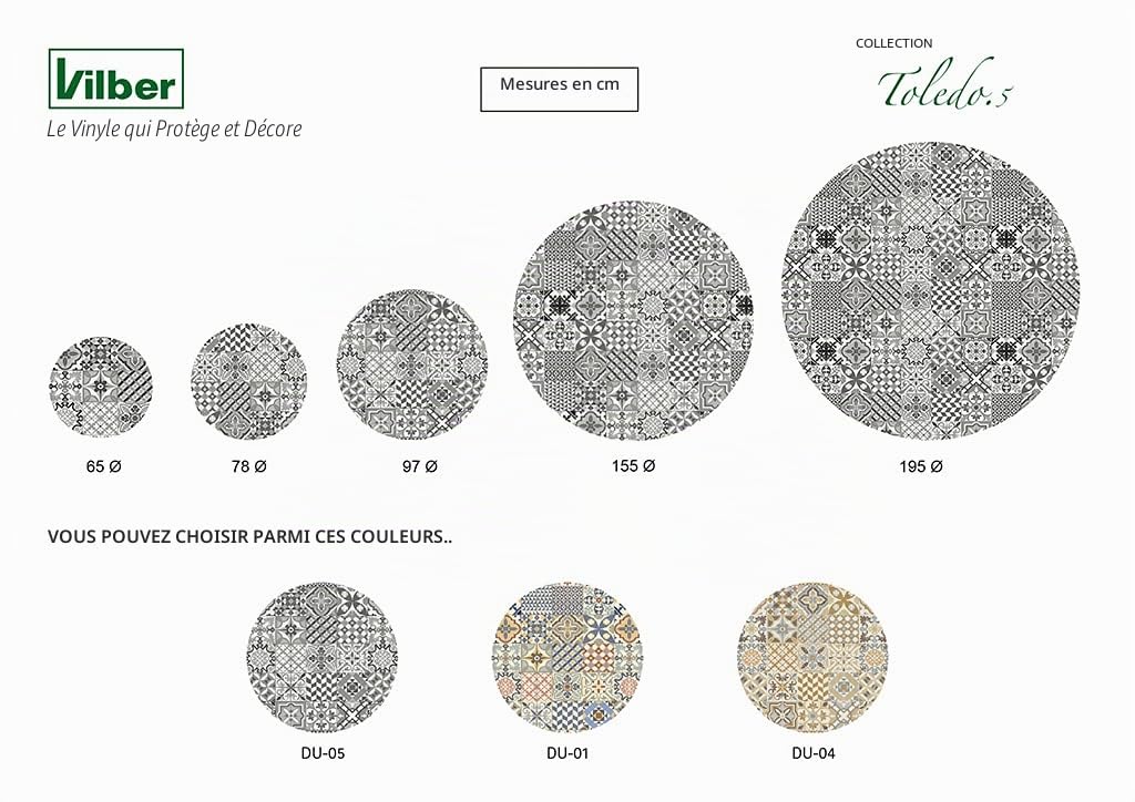 Vilber, Tapis Vinyle Rond Toledo Color 05 Diamètre 97 cm