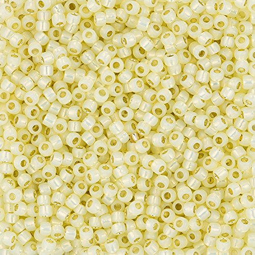 Toho 8 Seed Beads Silver Lined Milky Light Jonquil 10g