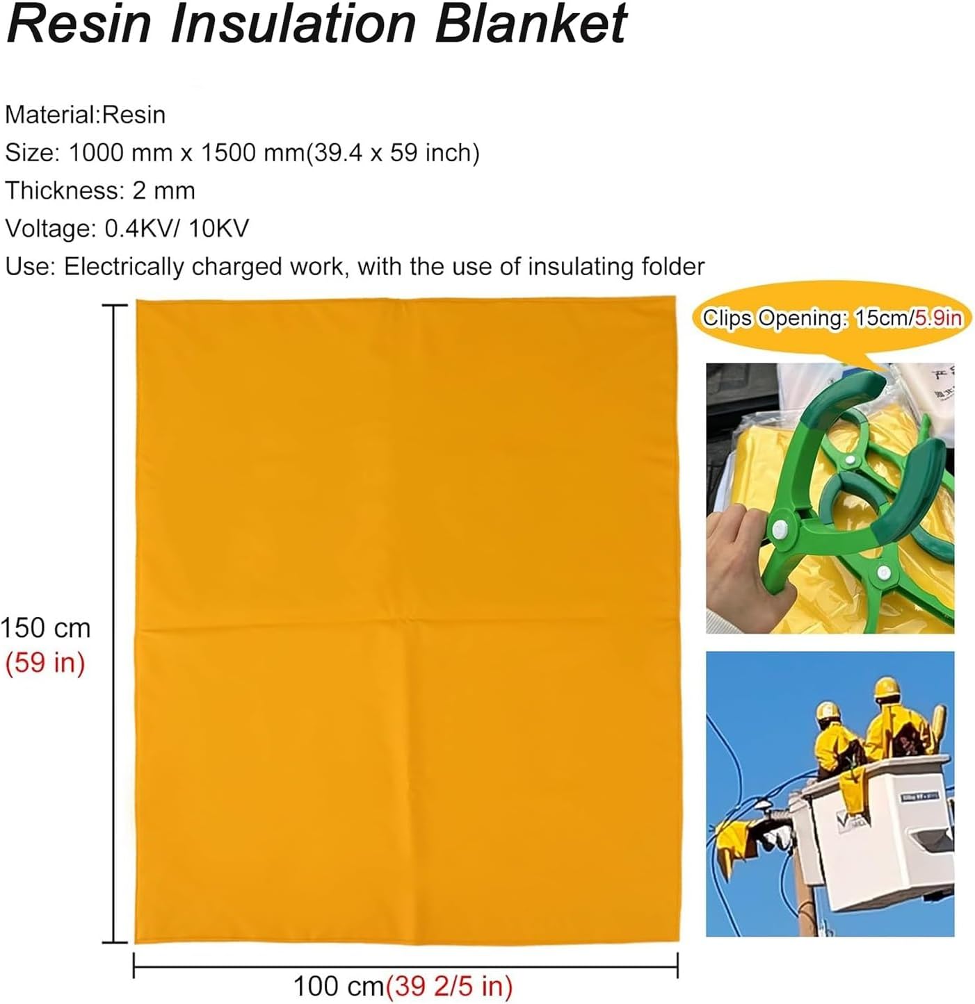 16 20 32 39 42 59 78 Inch Anti-electrocution Insulating Blanket, Outdoor Power Insulation Tools for Around Substations/ Distribution Room/ Workshop, 400V 10kv Voltage Resistance(10KV - 100x150cm(39.4x