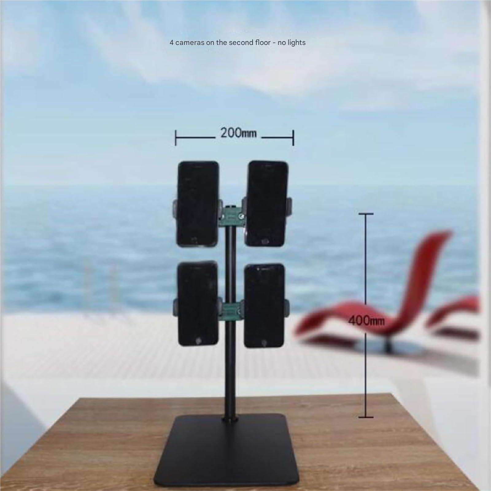Generico Supporto per Il Controllo di più telefoni cellulari - Supporto in Metallo per Streaming Live e videoconferenze (2 Livelli, 4 telecamere) - Perfetto per creatori e Professionisti