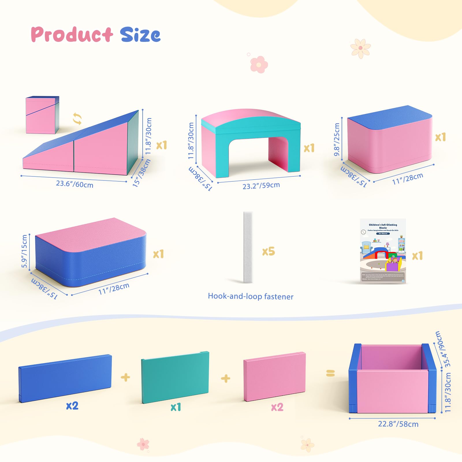 Bloques de construcción de espuma para niños, bloques de construcción de espuma con piscina de bolas y túnel, bloques de construcción blandos suaves como estructura de escalada de interior