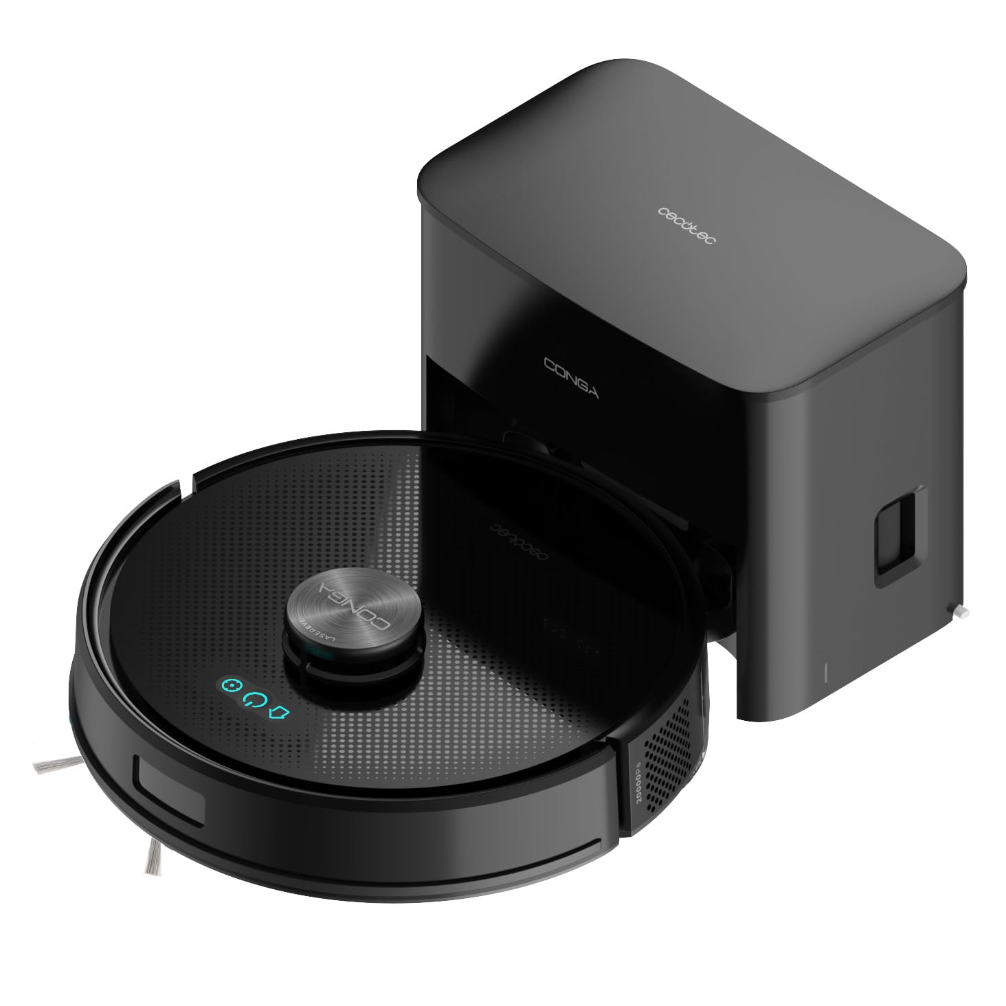 Cecotec Robot Vacuum Cleaner and Floor Scrubber with Self-Emptying Base Conga Y70. Laser Navigation, 20000Pa Suction Pressure, Pet Special Silicone Brush, Base with 3L Dust Bag