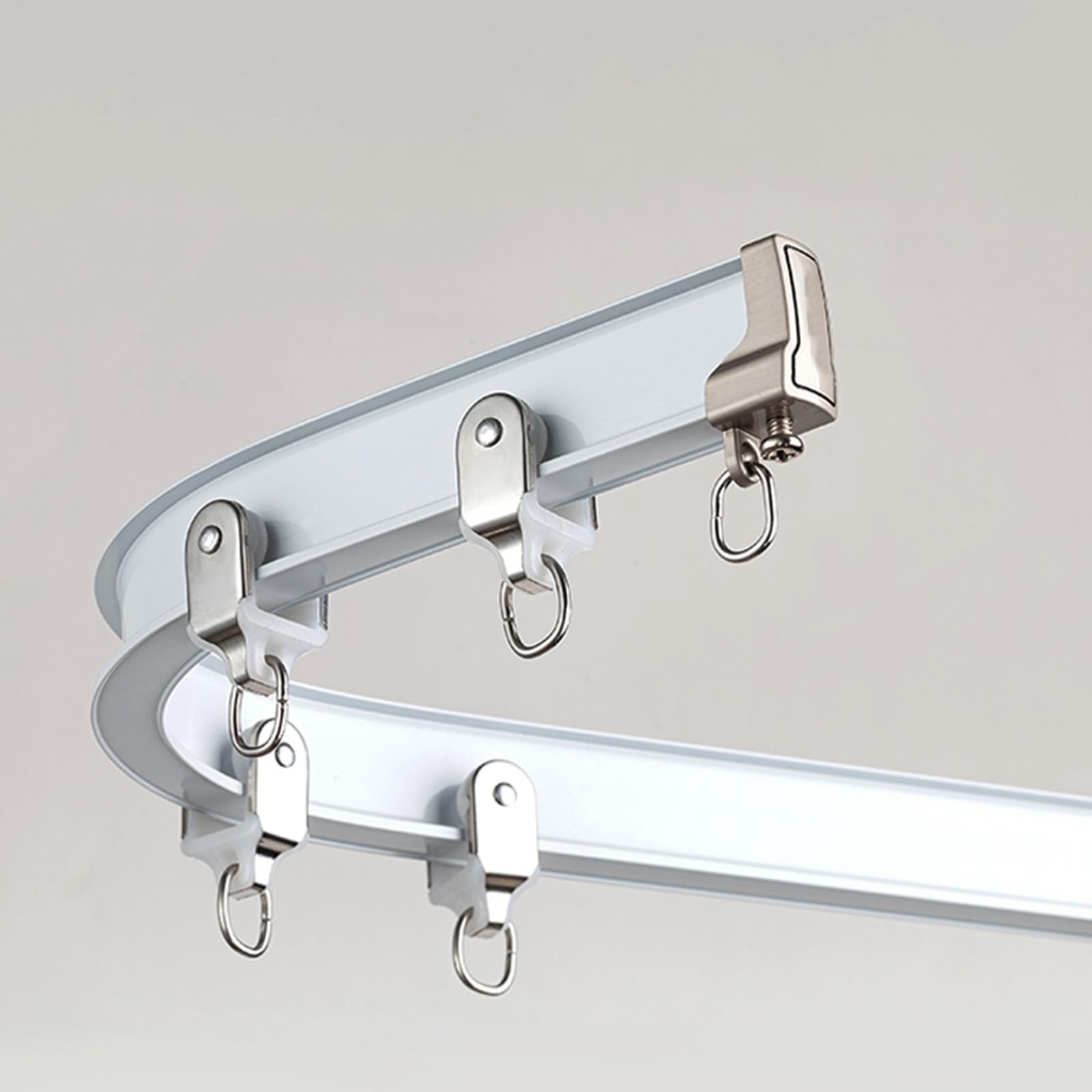 MZQMK Ceiling Curtain Track, Flexible Bendable Drop Sliding Ceiling Curtain Track Room Divider Curved Ceiling Track System, For Curtain Rail With Track Curtain System, Room Divider(White,1.4m/4.5ft)