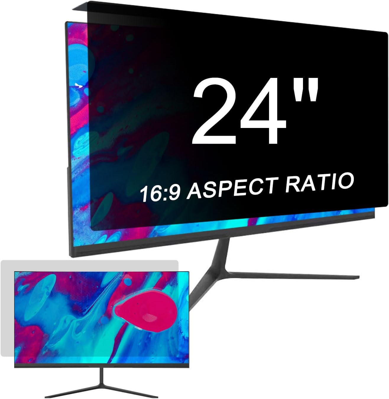 Acrylic Hanging Anti-Spy Privacy Screen for 24 inch Monitor, Anti Blue Light Anti Glare Privacy Filter Shield for 16:9 Widescreen Monitor, PC Monitor Screen Protector Panel for Office