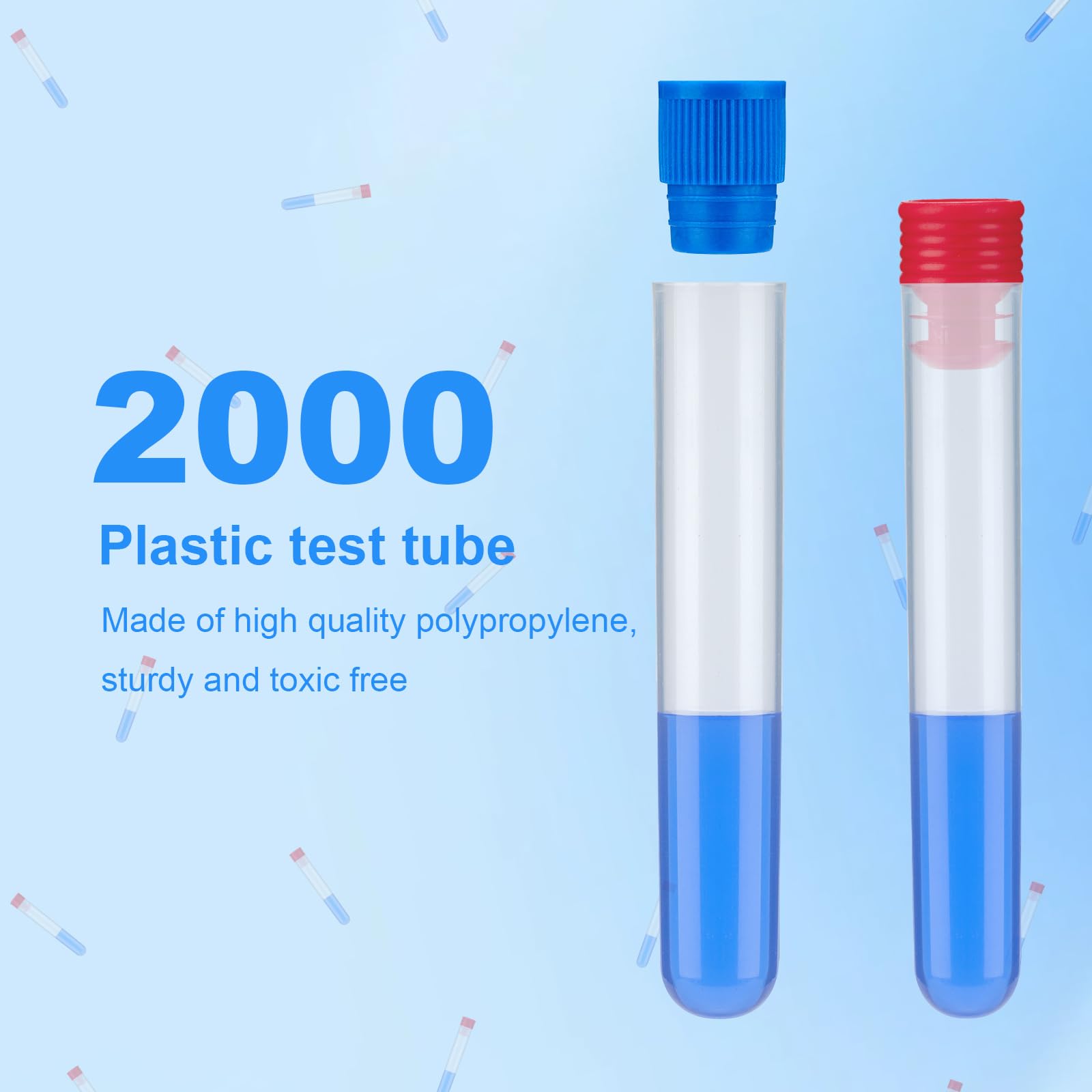 Probówki z tworzywa sztucznego, 2000 sztuk, probówki z tworzywa sztucznego, probówki laboratoryjne z zaokrągloną krawędzią i okrągłym dnem, wysoce przezroczyste, do samodzielnego wykonania cukierków