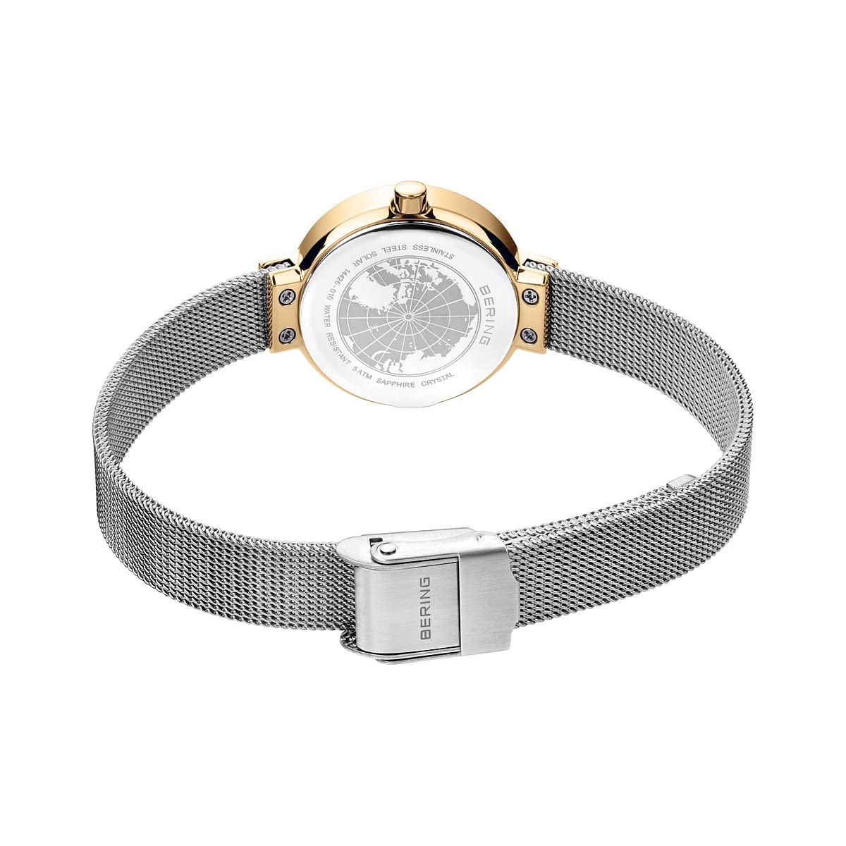 Bering Damen Solar Uhr | Armbanduhr 26 mm Edelstahlgehäuse und Zifferblatt | Milanaisearmband | Saphierglas | 5 ATM | 14426
