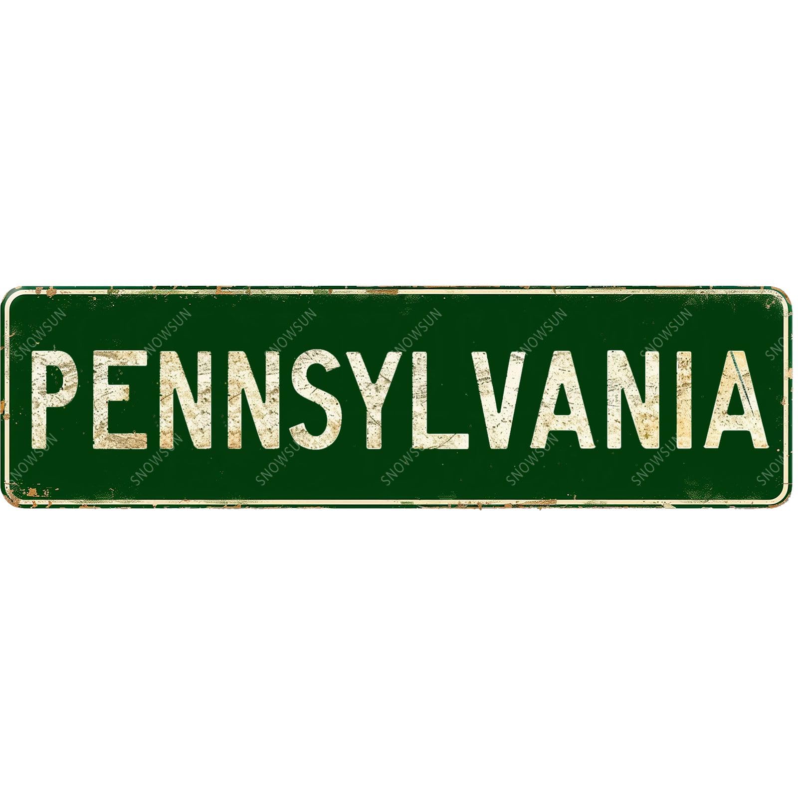 Pennsylvania Street Sign Vintage Tin Signs Art Plaque for Home Office Bar Garden Cafe Yard Garage 4x16 Inch