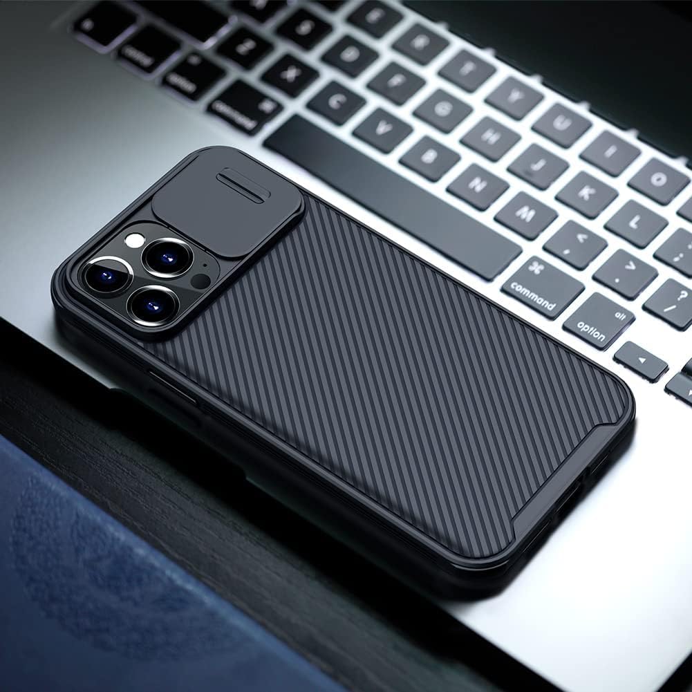 Nillkin for iPhone 13 Pro Max Case with Camera Cover, Lens Protection, CamShield Pro Shockproof Protective Bumper Hard PC Back and Soft Silicone Edge for iPhone 13 Pro Max 6.7 inch 2021 Black