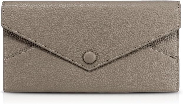 RFID Wallet Women, Ultra-Thin Ladies Wallet Soft PU Leather Clutch, Slim Envelope Credit Card Holder Wallet with Zip Pocket and 2 Cash Slots Khaki