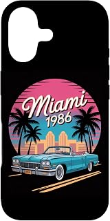Miami 1986 Retro Convertible Car Beach Sunset Case for iPhone 17