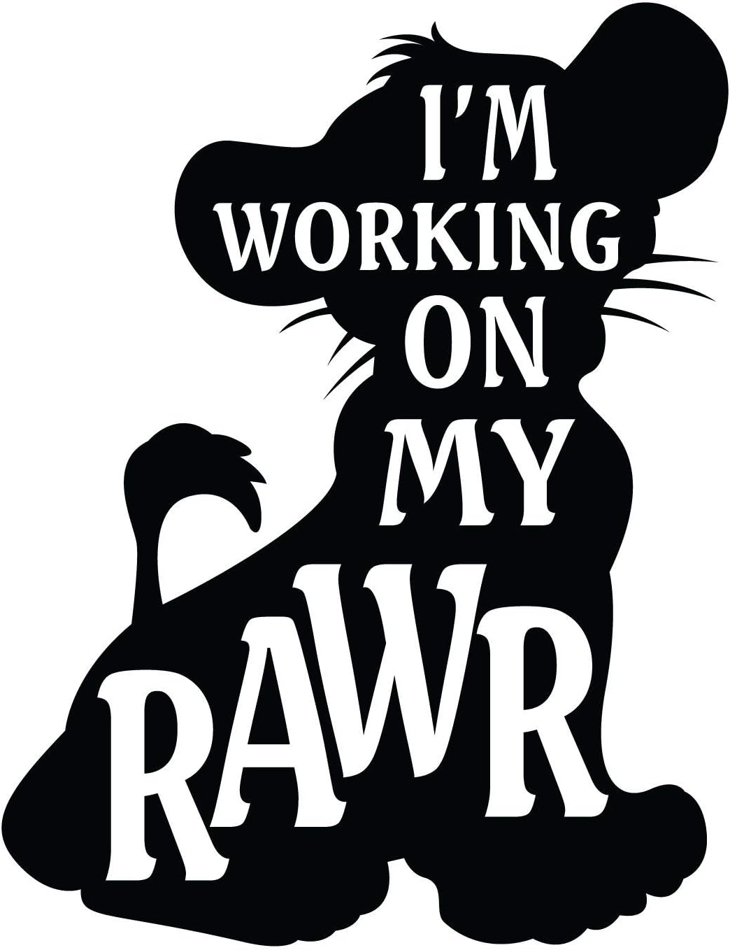 Vinyl Wall Decal: Simba The Lion King Quotes - I'm Working On My Rawr | 20" x 20" Kids Room - BlackBedroom Home Sticker Décor
