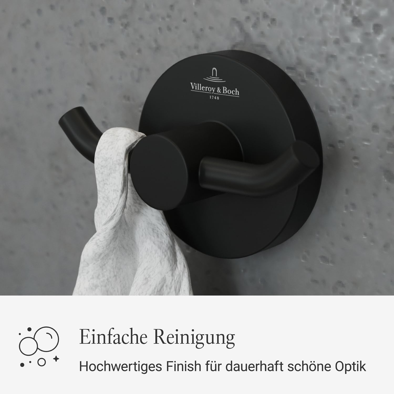 Villeroy & Boch Elements Tender Doppel-Handtuchhaken, rund – Schwarz Matt