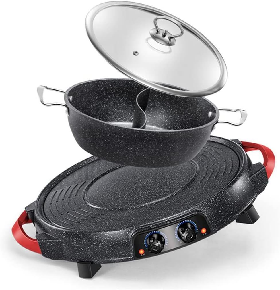 Olla Eléctrica 2 en 1 Barbacoa y Hotpot Antiadherente 220V