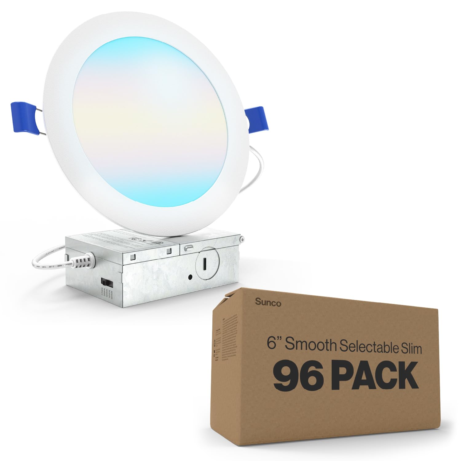 Sunco - Faretti da incasso LED da 15,2 cm, 96 pezzi, senza lattine sottili, 850 lm, 14 W (equivalente a 100 W), CCT, selezionabili 2700 K/3000 K/4000 K/5000 K/6000 K