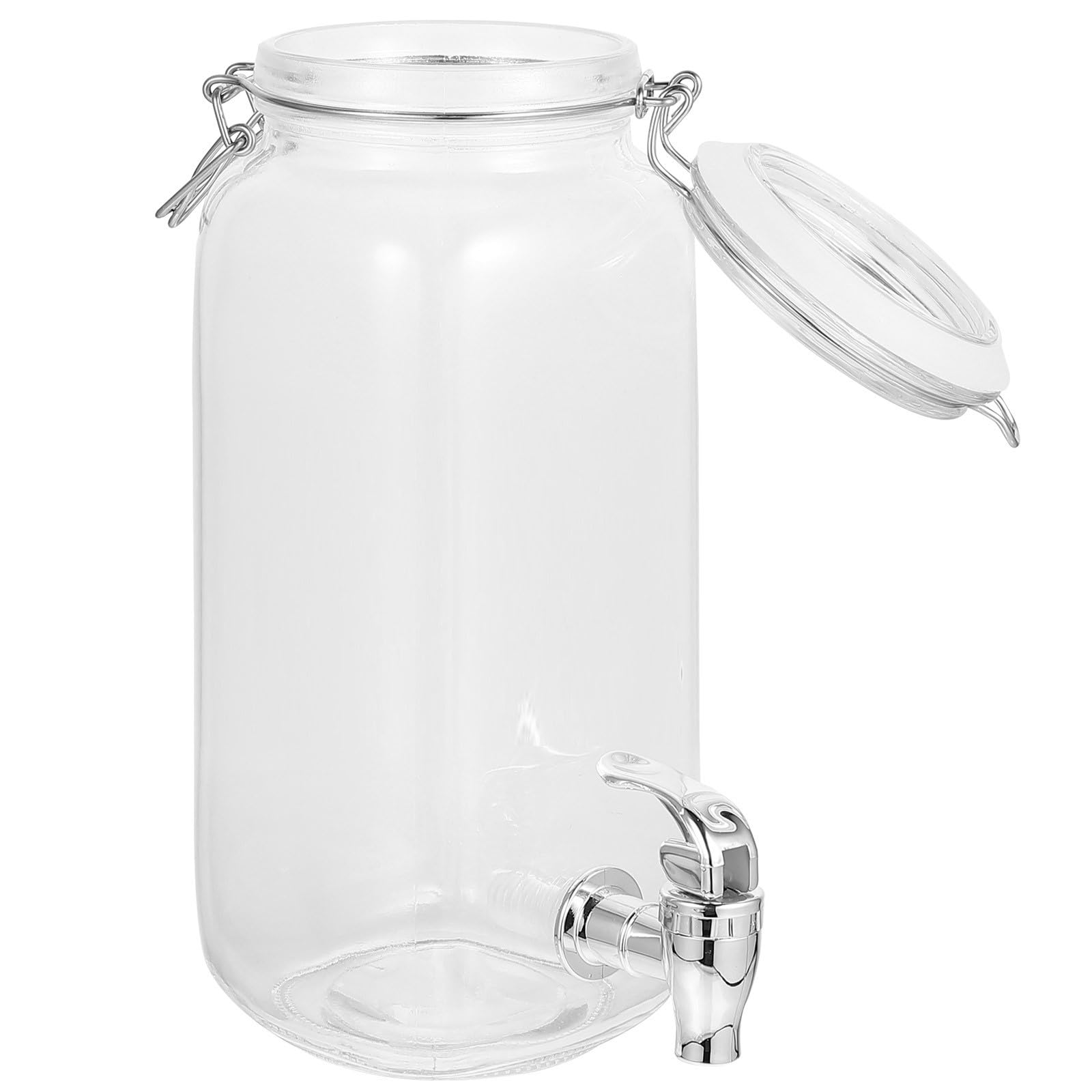Dispensador de Bebida de Vidrio con Grifo de 2l, Barril para Jugos y Bebidas, Diseño para Mantener Frescura y Uso en Cocina o Eventos