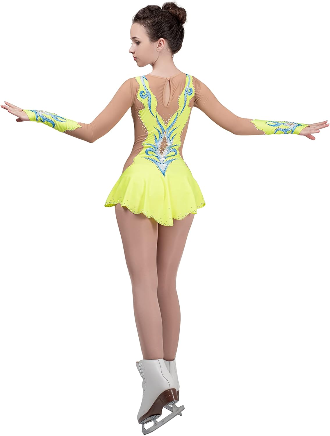 Figure Skating Dress/Bundle with Skate Guards/Italian Fabric, Made in Europe Style: A20 / Red/Size: Small