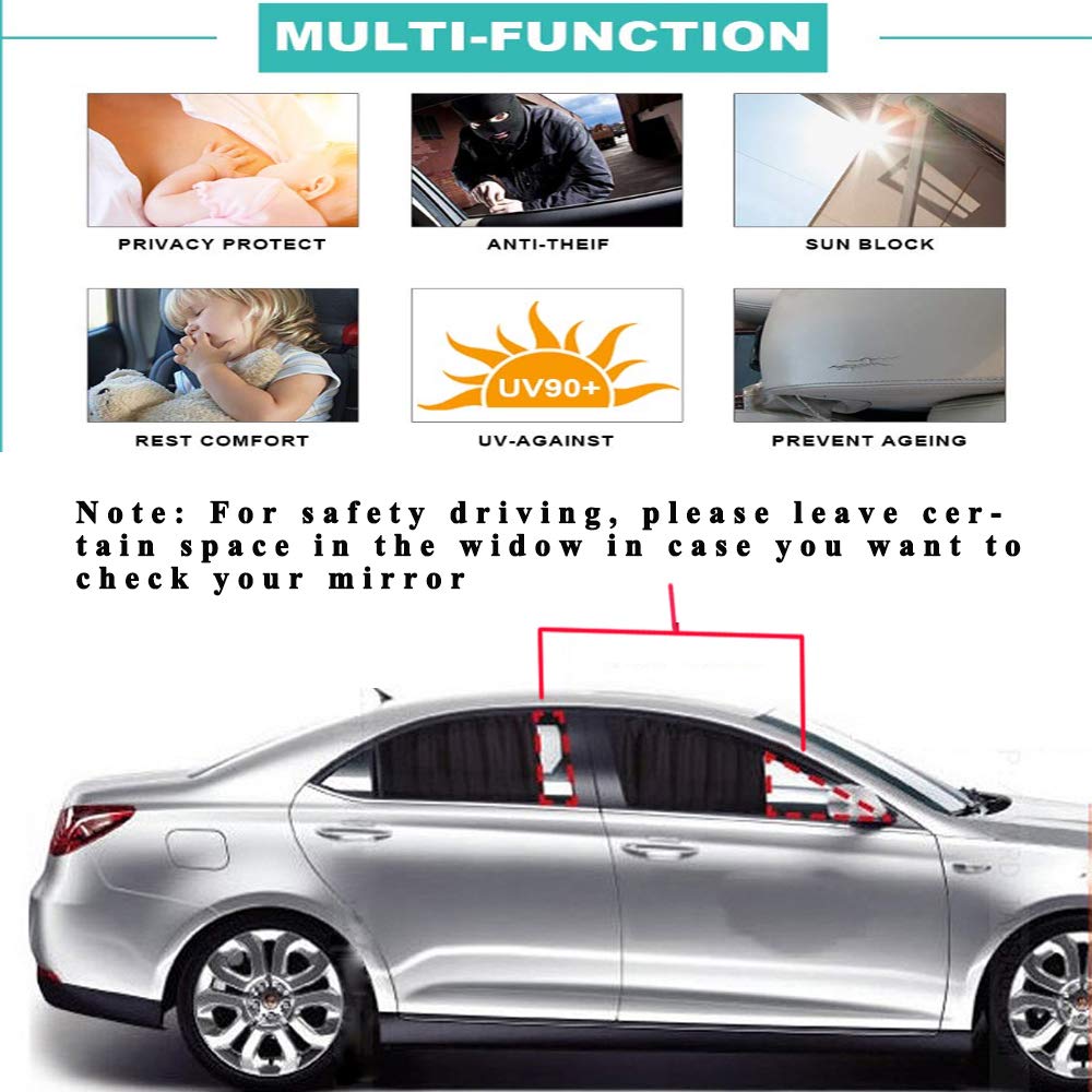 Lot De 2 Pare-soleil Universels Pour Bébé - Avec Protection UV Certifiée - Pour Fenêtre Latérale - En Maille