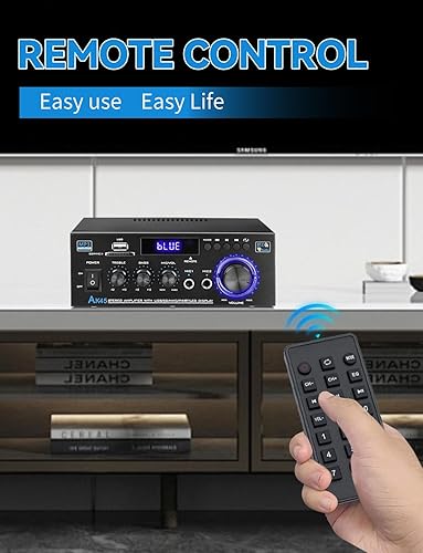 Miniatura 4 de Amplificador de audio estéreo para el hogar AK45, 400 W Bluetooth 5.0 HiFi Amplificador de potencia estéreo 2.0 canales RMS 40W x 2 sistema de audio